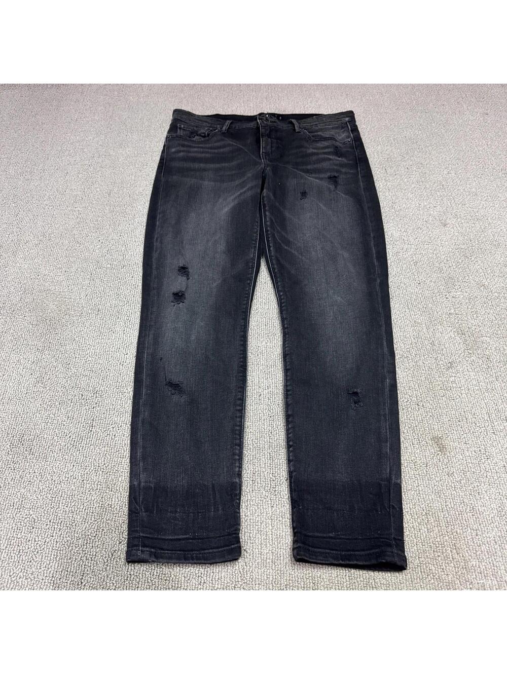 Lucky Brand Jeans Brook Crop Black Distressed Pockets Women’s Size 6